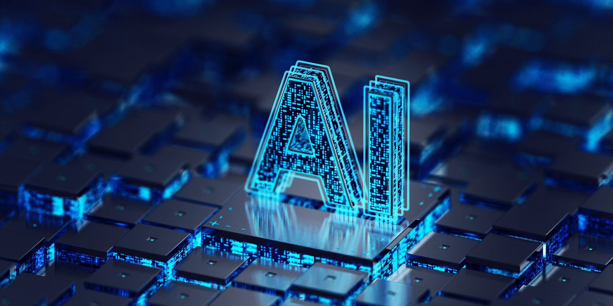 AI technology concept illustration representing how artificial intelligence can impact contractors and trades.