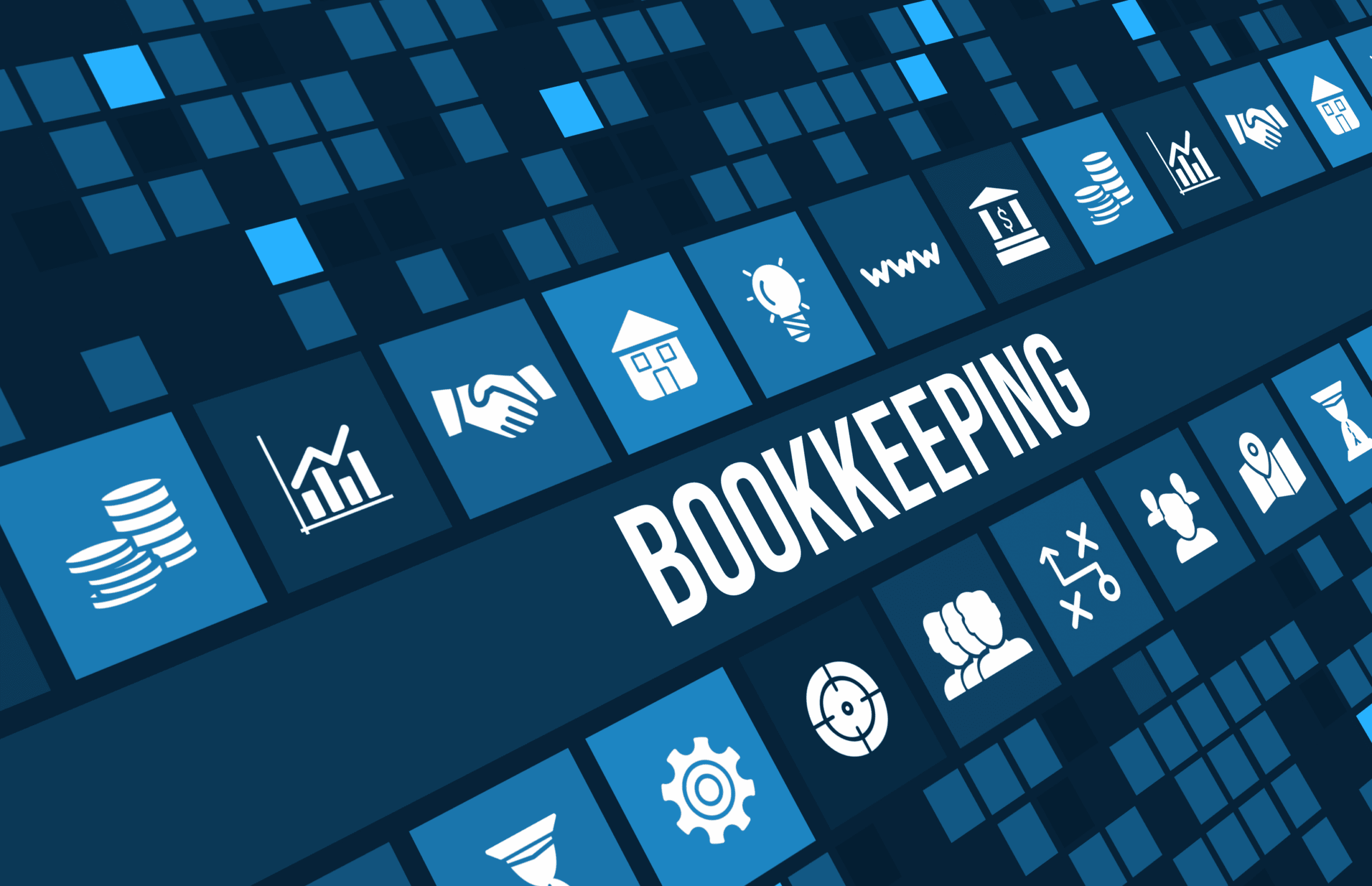 Stylized word 'Bookkeeping' representing the importance of professional bookkeeping for small businesses.
